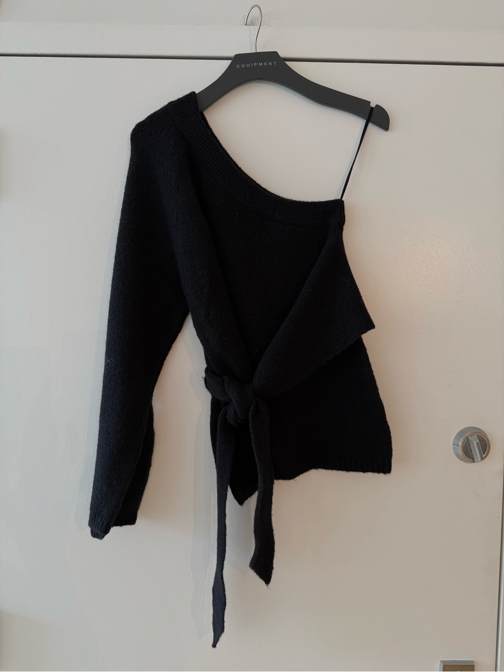 Nanushka NWT Asymmetrical Black Tie-Waist Sweater